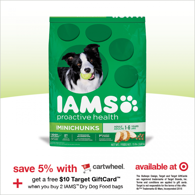Buy 2 Bags of IAMS Dog Food Get 10 Target Gift Card • Baby Costcutters