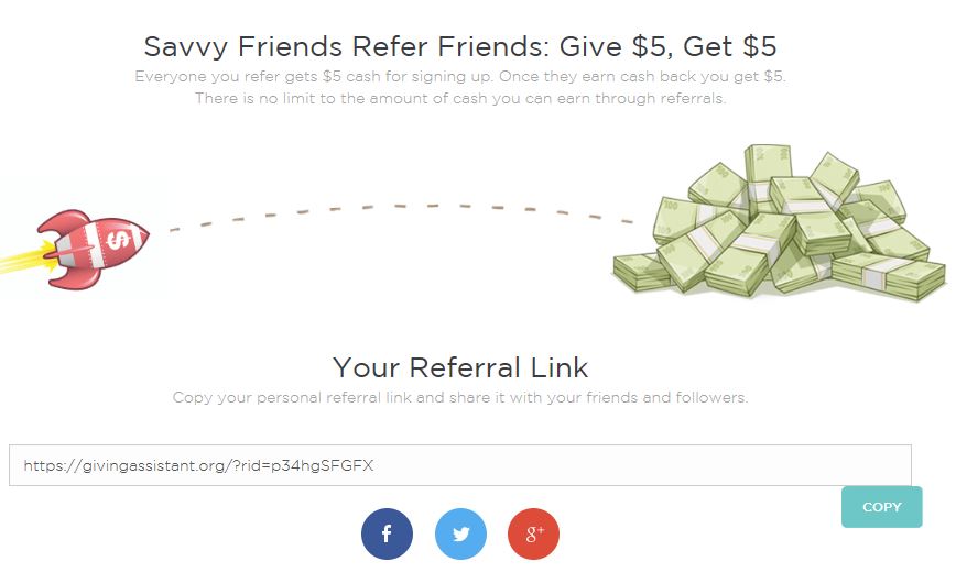 Giving Assistant Refer A Friend Give $5 Get $5
